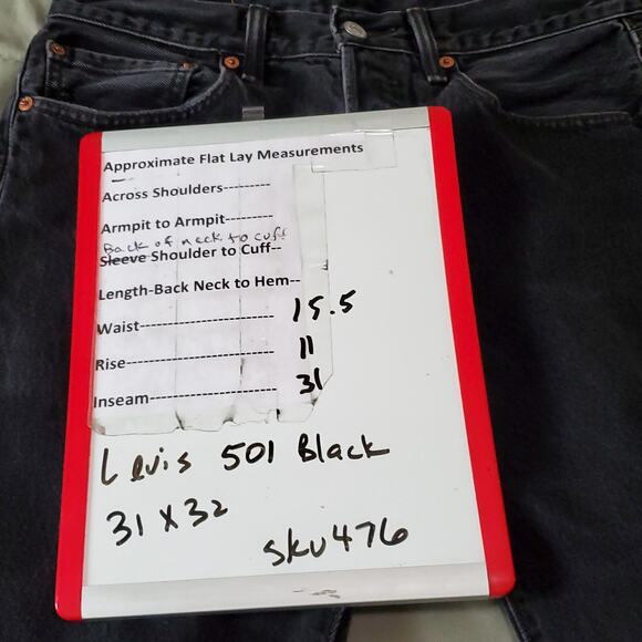 Vintage Levis 501 Mens 31x32 Black Button Fly Straight Leg Faded Frayed Faded - Picture 3 of 10